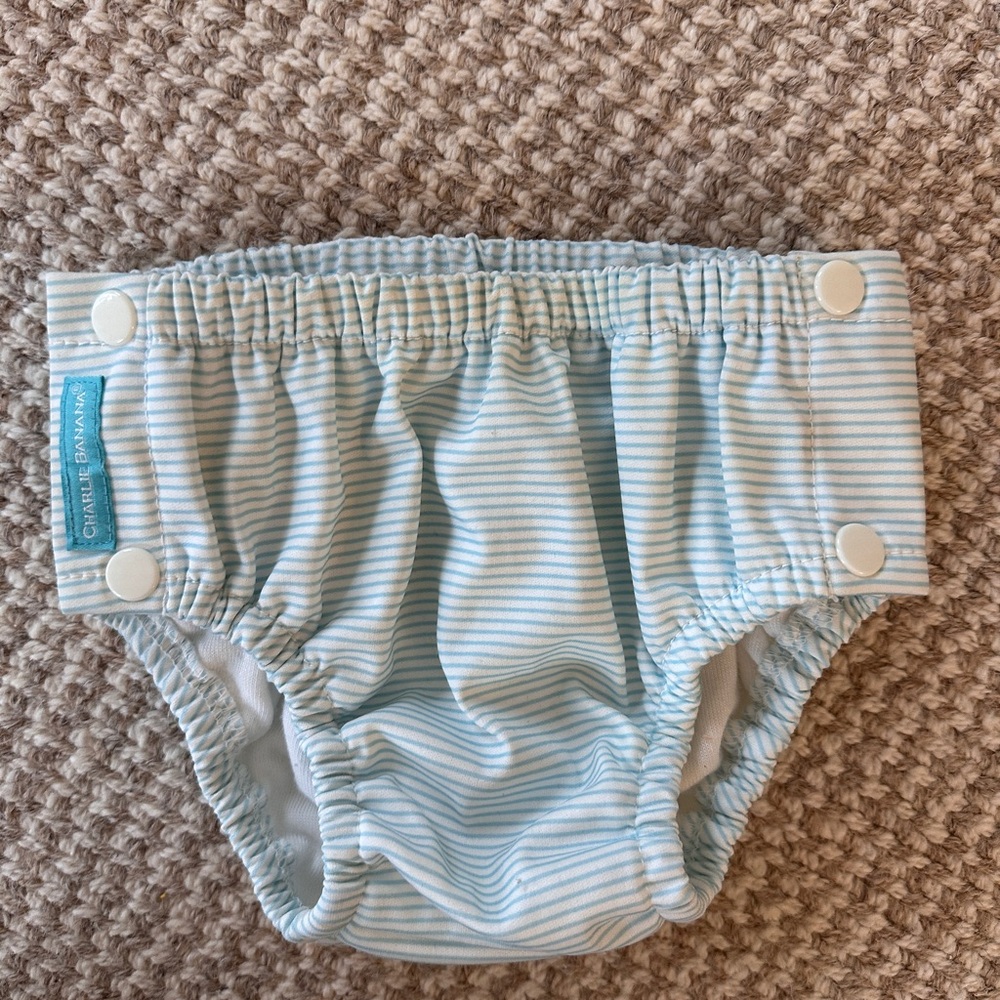 Charlie Banana Pale Blue & White Striped Reusable Swim Diaper